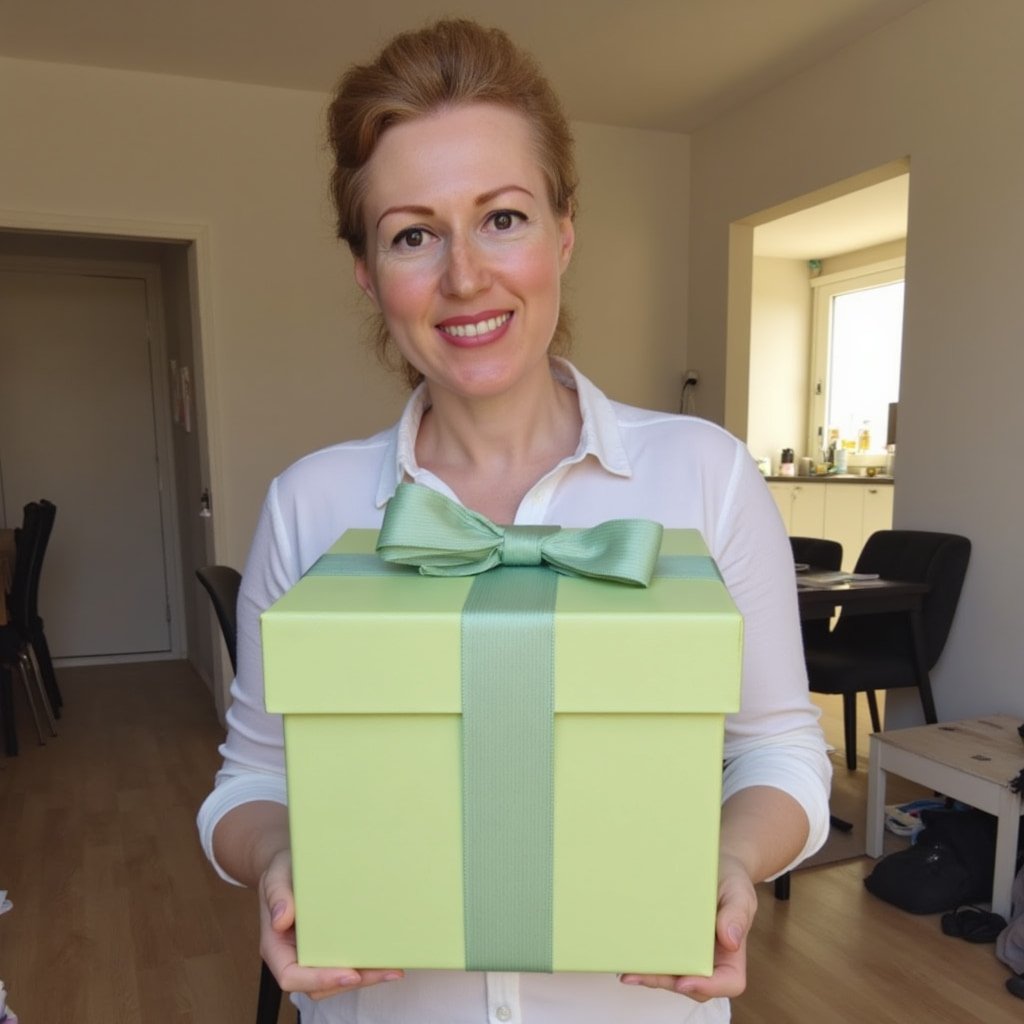 Katy gives a present