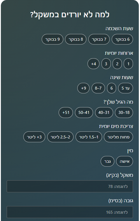 מחשבון למה המשקל לא זז