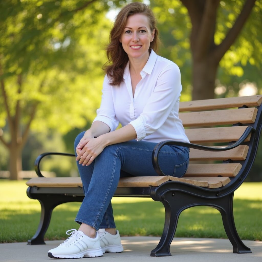 יושבת בפארק