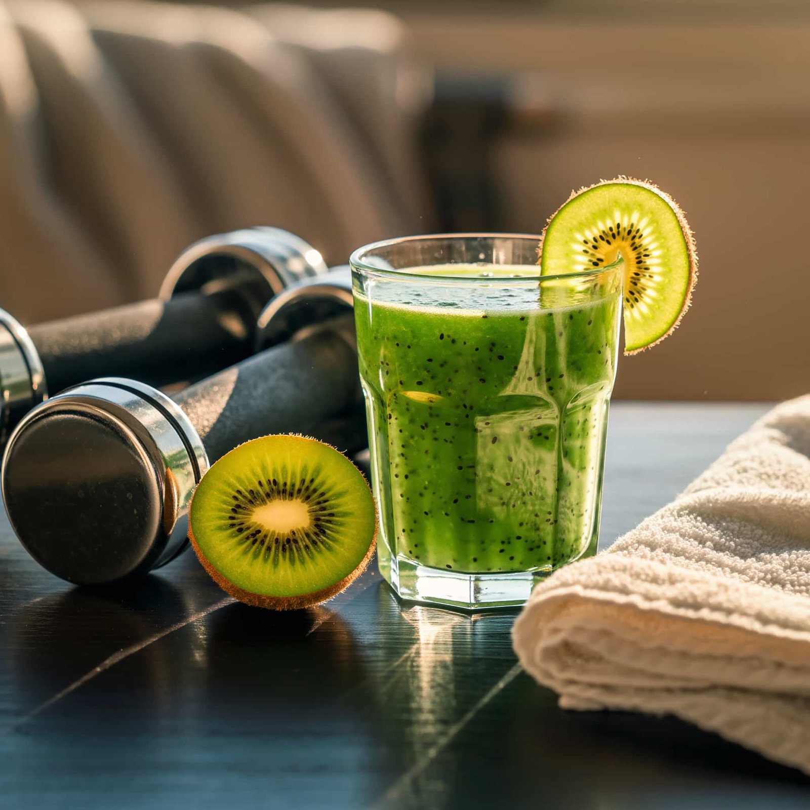 כוס שייק ירוק עם קיווי